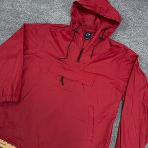 Vintage GAP Anorak Jacket Men's Large Red Nylon Pullover 1/2 Zip Windbreaker Y2K